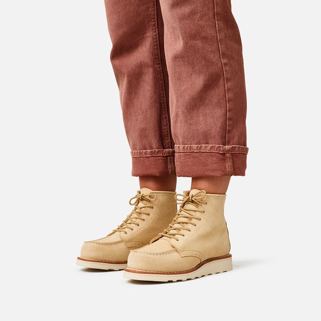 Red Wing 6-Inch Kurzes in Cream Abilene Leder Heritage Stiefel Damen Weiß | 2890-JQODG