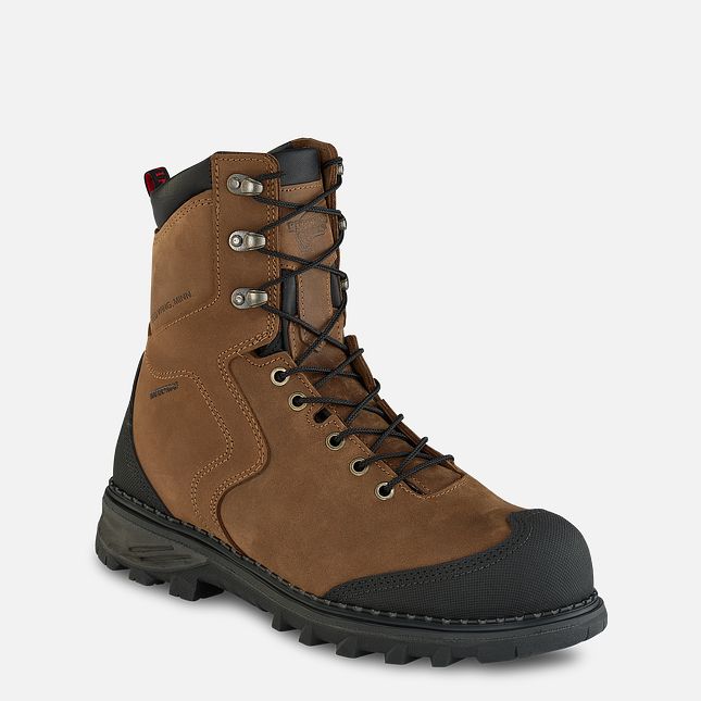 Red Wing Burnside 8-inch Wasserdichte Arbeitsstiefel Herren Braun | 1042-ANMDR