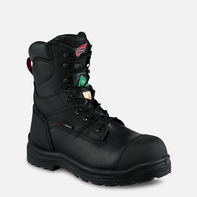 Red Wing King Kappe® 8-inch Wasserdichte CSA Sicherheitsschuhe Herren Schwarz | 0398-LRUWO